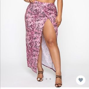 pink snake print maxi skirt
